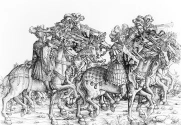 A group of mounted trumpeters, from 